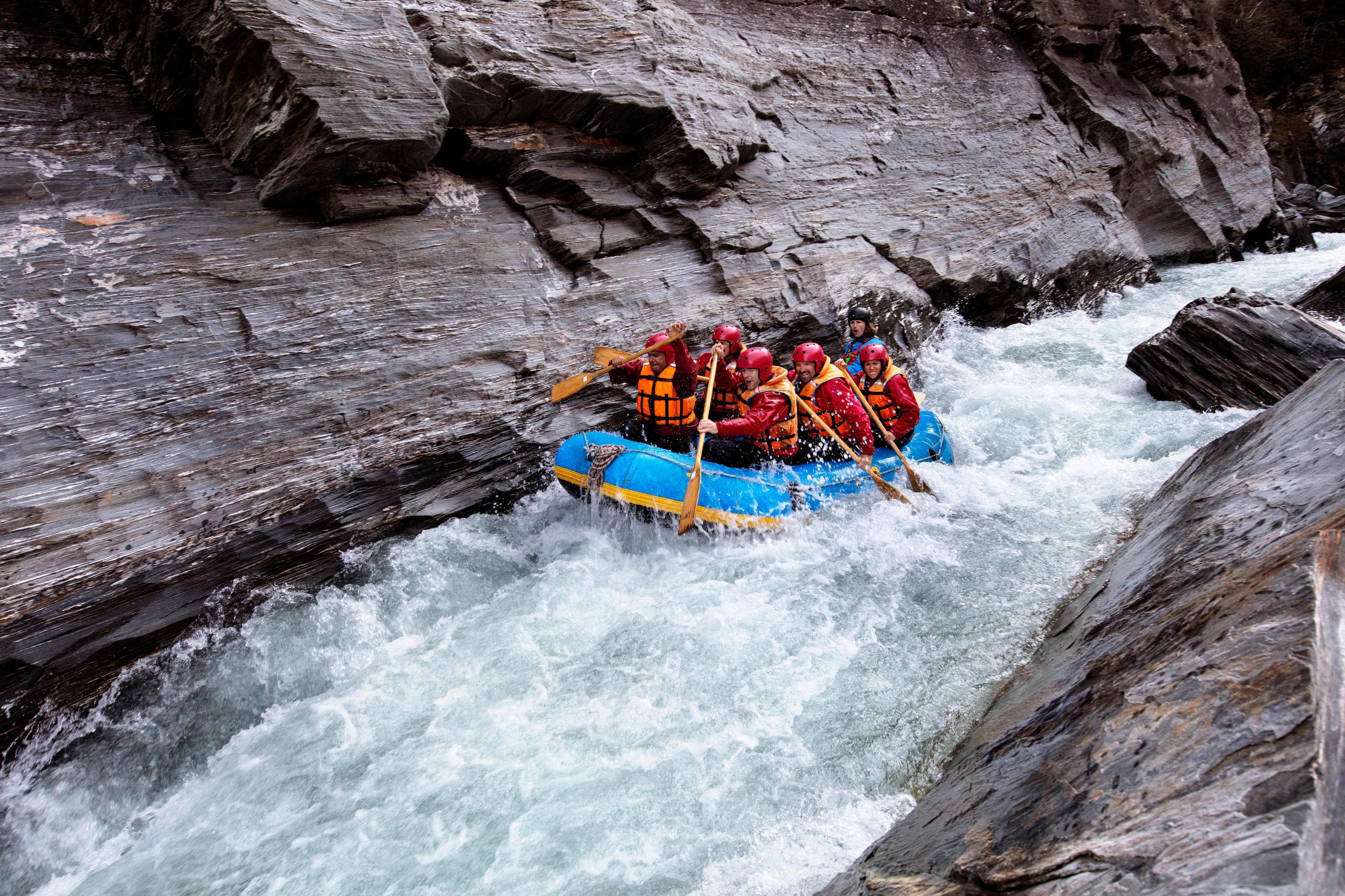 Rafting action on New Zealand rivers